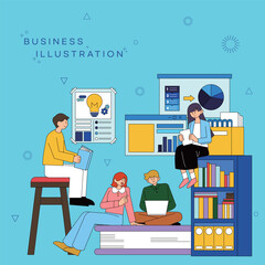 푸른색 비지니스 일러스트레이션