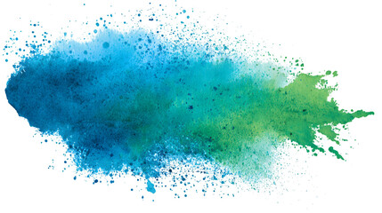 Obraz premium Blue-green watercolor paint splash with gradient fade, isolated on white
