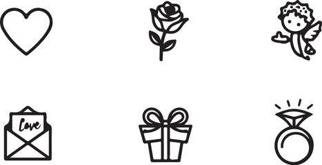 Cherish love symbols heart rose cupid gift ring envelope romance