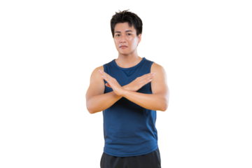 A Man crossing arms in disapproval pose  on png background