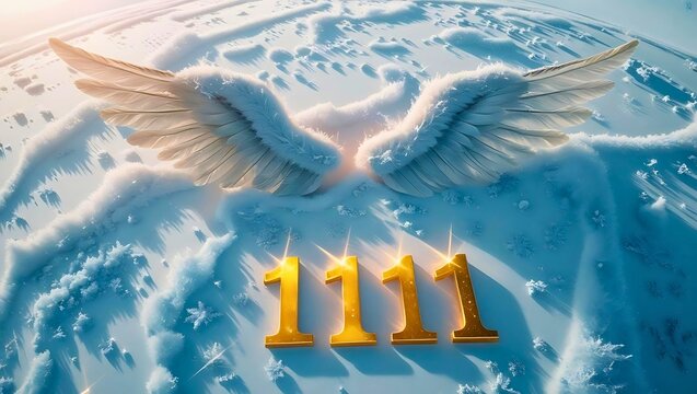 エンジェルナンバー「1111」と雪と氷で覆われた惑星