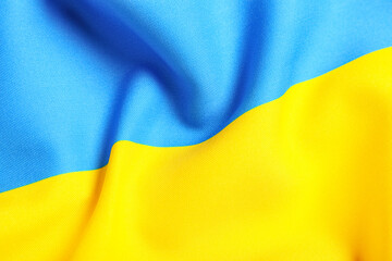 Texture of Ukrainian flag as background, closeup