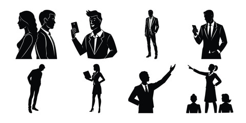vector silhouettes set of  businessman people