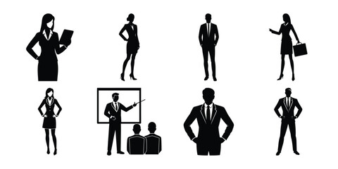 businessmen people set silhouette & vector on white background .Adobe Illustrator Artwork