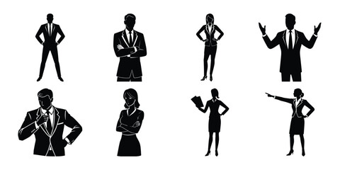 business people set silhouette & vector on white background. Adobe Illustrator Artwork
