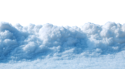 Bottom snow pile border with soft texture, isolated on white