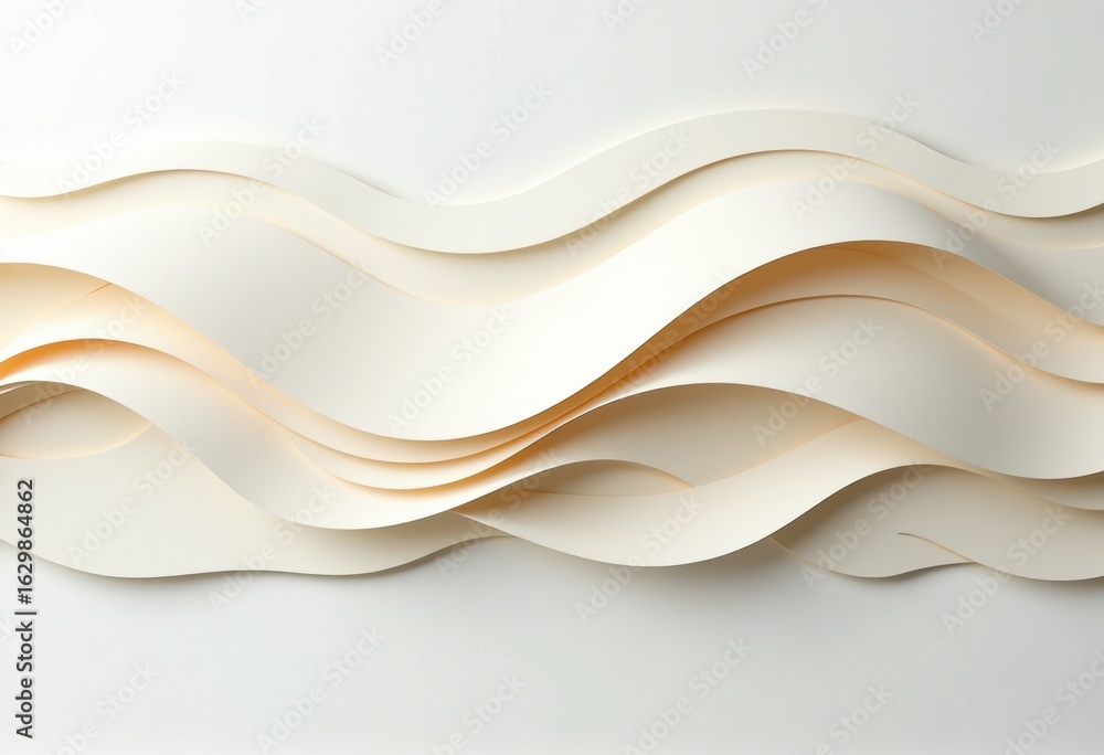 Poster wavy paper layers creating a textured abstract background with neutral tones