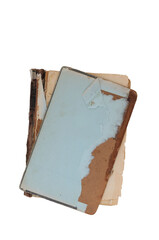 Old book with torn page, isolated on white background. Clipping path included.