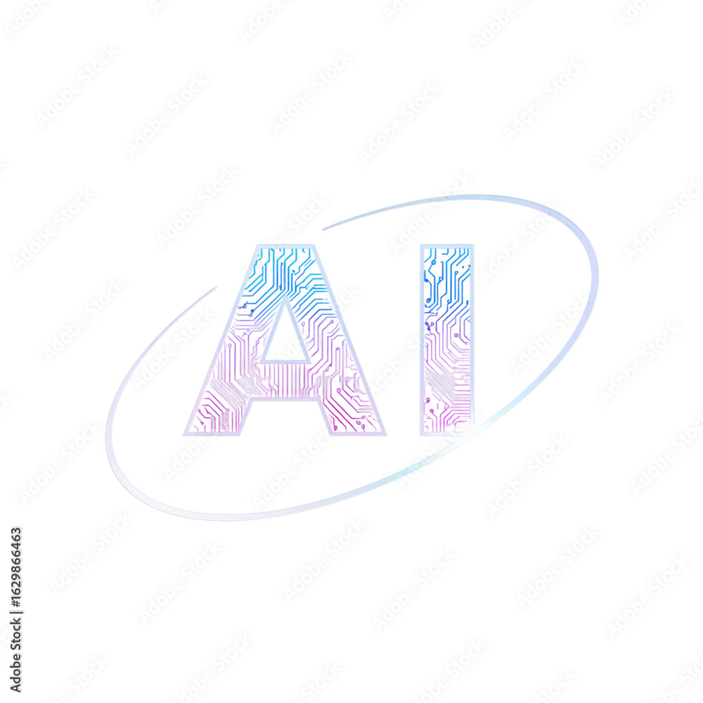 Leinwandbilder futuristic artificial intelligence emblem with circuit pattern on a simple design isolated