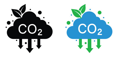 carbon dioxide reduction concept icon. carbon dioxide absorbing icon. CO2 emission reduction. co2. green ecology. low co2 with cloud icon. save earth by zero co2. vector illustration, transparent PNG