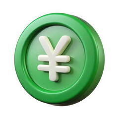 Obraz premium 3d illustration of a vibrant green and white 3d illustration of a yen coin symbolizing financial growth and economic prosperity isolated on transparent background