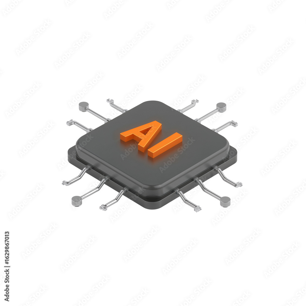 Poster futuristic chip design showcasing artificial intelligence with advanced connectivity on isolated