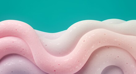Fototapeta premium Abstract Colorful Wavy Pattern with Pastel Pink White and Turquoise Background