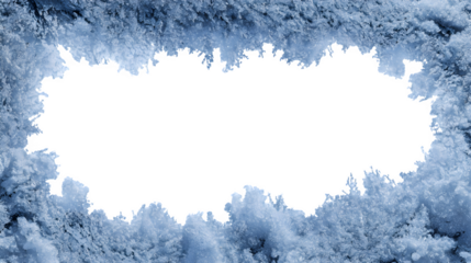 Snowy ice frame forming frosty border, isolated on white