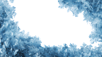 Snowy ice frame forming frosty border, isolated on white