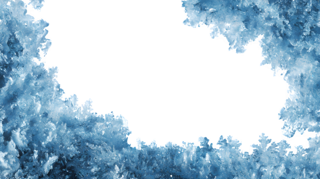 Snowy ice frame forming frosty border, isolated on white