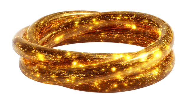 Spiral golden light ring with glow effect, isolated on white
