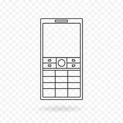 Old fashioned keypad mobile phone line art icon editable stroke, call icon ringing, minimalist button phone icon template vector illustration of transparent background