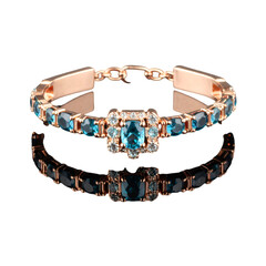 Elegant rose gold bracelet with aquamarine gemstones, a luxurious jewelry piece for fashion, style...