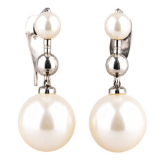 Elegant pearl earrings with silver accents, a timeless jewelry piece for sophisticated style and...