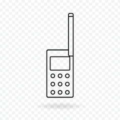 Old fashioned keypad mobile phone line art icon editable stroke, call icon ringing, minimalist button phone icon template vector illustration of transparent background
