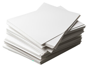 Stack of white sheets of paper isolated on a white background