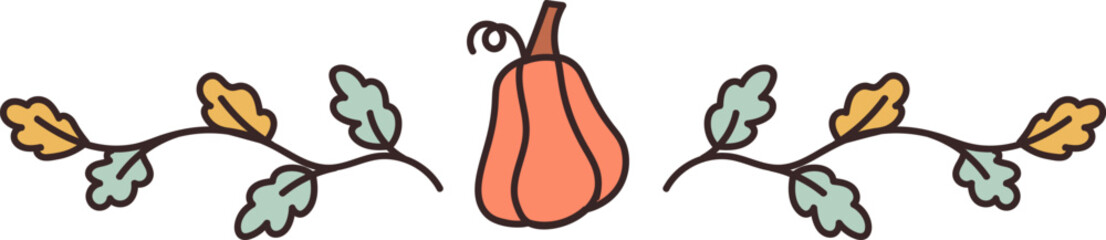 Autumn Pumpkin with Leaves Divider