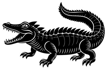 Fototapeta premium Illustration of a black alligator with open mouth isolated on white background