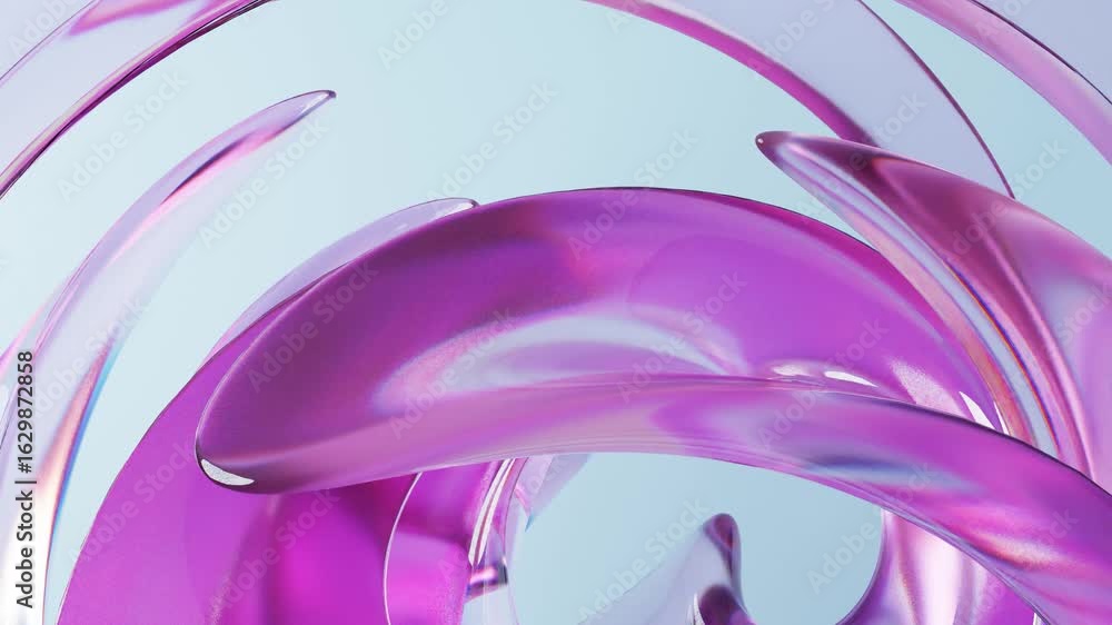 Poster 3d rendering of abstract background animation with abstract moving glass shape