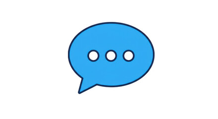 Obraz premium Bright blue speech bubble with three dots indicating conversation or waiting isolated on transparent background