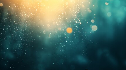 Radiant Golden Light Bursting Through a Teal Background with Bokeh Effects for Beautiful Designs