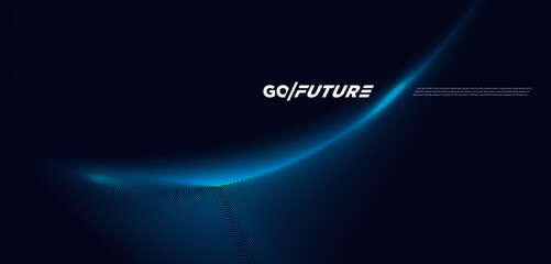 Futuristic abstract blue wave background with glowing lines, modern digital design for technology, artificial intelligence, innovation, data flow, cyber network, virtual reality and business themes
