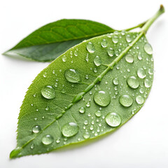 Leaf with water droplets, showcasing a fresh and vibrant look.