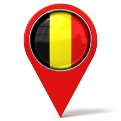Fototapeta premium Belgium - location pin with flag - 3D illustration