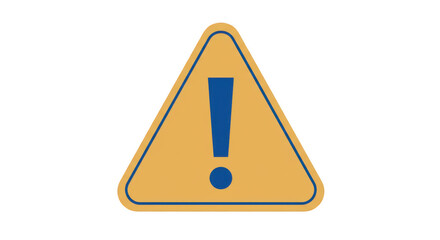 Yellow warning triangle with a blue exclamation mark isolated on transparent background
