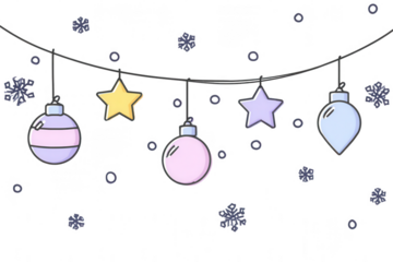 Pastel Christmas garland with stars and baubles