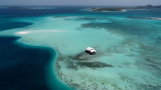 Los Roques Skyline In Los Roques Caracas Venezuela. Stunning Tropical Coastline Beach Scene Viewed From Above. Holiday Landscape Heaven Vibrant. Holiday Summertime. Los Roques Caracas.