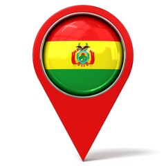 Bolivia - location pin with flag - 3D illustration