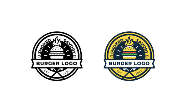 burger logo design with slogan - Hamburger brand