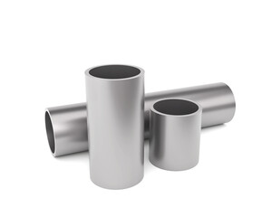 Industry pipes, Metal steel construction, Steel galvanized and stainless. 3D rendering.