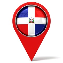 Dominican Republic - location pin with flag - 3D illustration