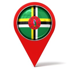 Dominica - location pin with flag - 3D illustration
