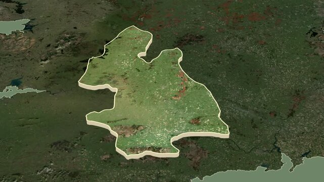 Tipperary region, Ireland, extruded. Map animation