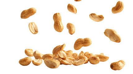 Obraz premium Falling shelled peanuts in motion, isolated on white