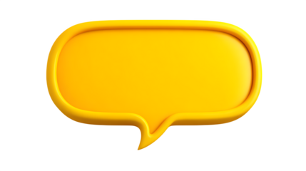 Yellow 3D speech bubble cartoon element, isolated on white