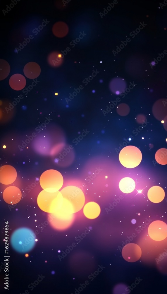 Poster vibrant colorful abstract bokeh background with sparkling lights and modern festive design elements