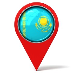 Kazakhstan - location pin with flag - 3D illustration