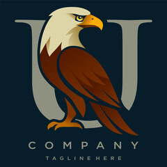Letter U Eagle Logo Designs