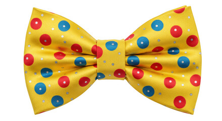 Vibrant yellow polka dot bow tie isolated on transparent background for festive occasions