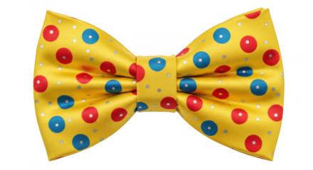 Vibrant yellow polka dot bow tie isolated on transparent background for festive occasions